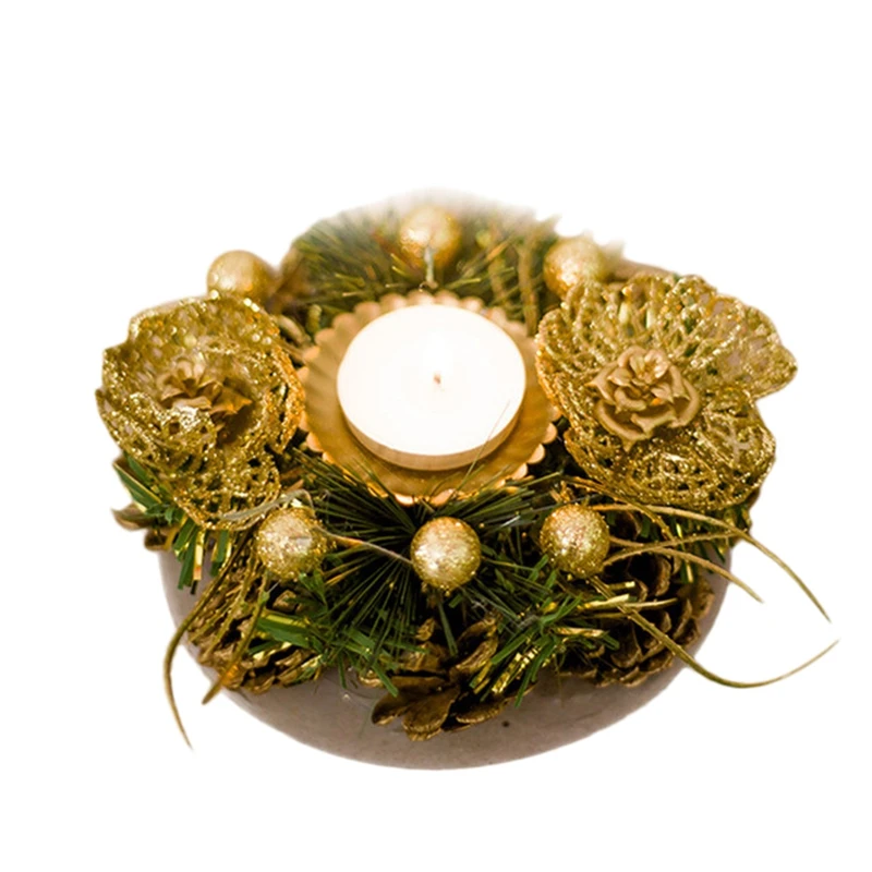 1 комплект 2 шт. рождественские креативные подарки, украшения, мини-подсвечник из соснового конуса, подсвечник для дома, рождественские украшения для дома Ornamen - Цвет: gold