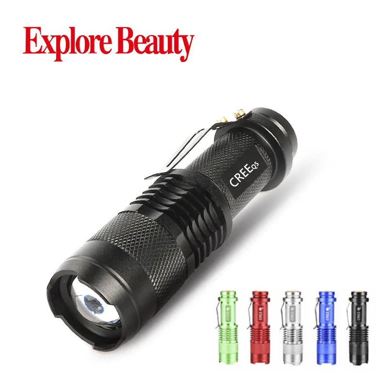 

LED light modulation mini flashlight SK 68 dual - purpose power portable telescopic zoom flashlight.