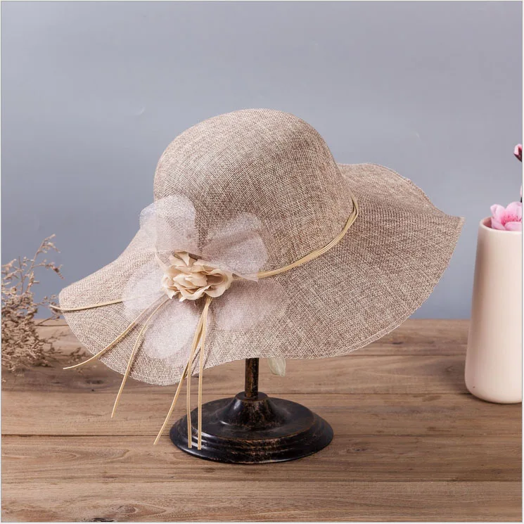 Light brown Модная Новая женская шляпа с широкими полями, Соломенная шляпка, летняя Корейская версия солнцезащитной шляпы, складная Солнцезащитная большая шляпа, шляпа от солнца - Цвет: Light brown