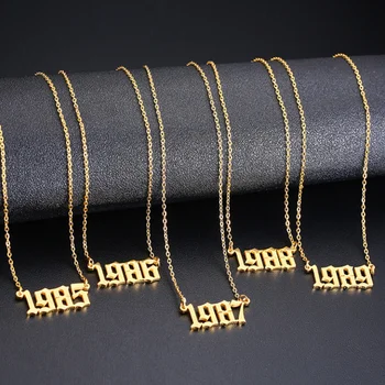 

Girl Birth Year Necklace Arab Number Pendant Necklace for Women Girl Birthday Gift Gold Chain Friendship Jewelry Collares