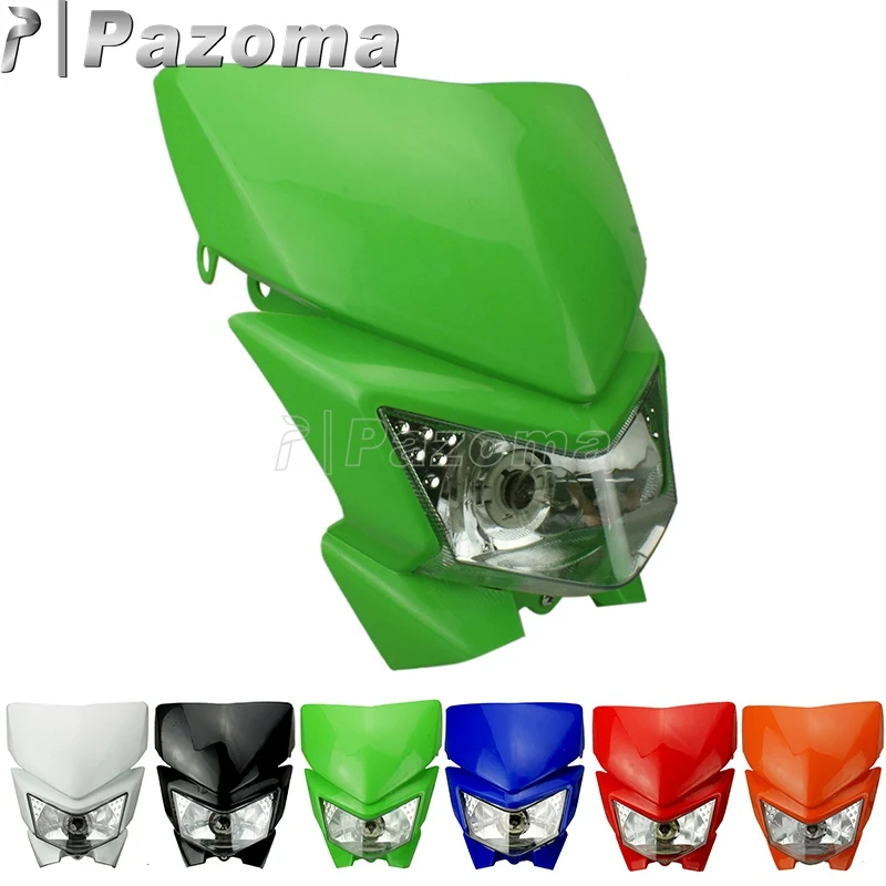 Для уличным Мотокросс двойной Спорт, обтекаемые фары для Kawasaki KMX KX KLX KLR KLE ZZR KDX 110 125 140 250 300 450 650 WR