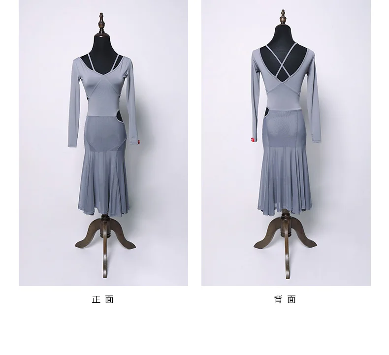 Latin Dance Dress Women Long Sleeve Tango Cha Cha Salsa Performance Dresses Ladies Ballroom Samba Rumba Practice Wear DC3037