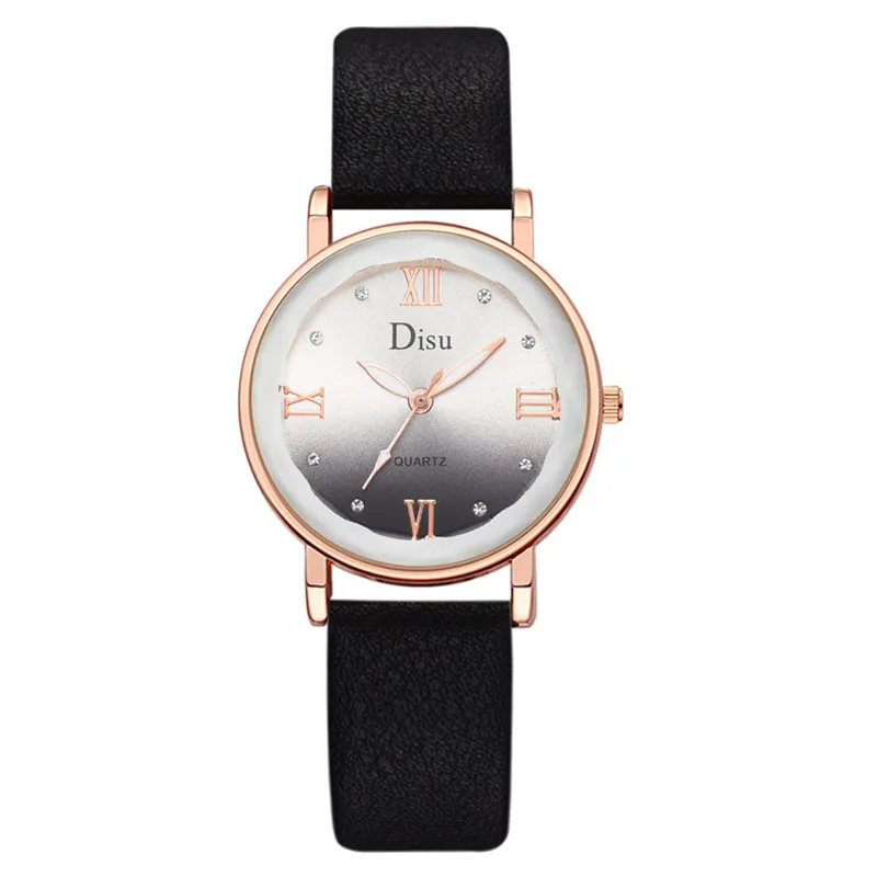 

2019 Luxury Brand simple Multicolor Rome digital dial Ladies Quartz Wrist Watch black Leather Wild Watches Female Clock Hours
