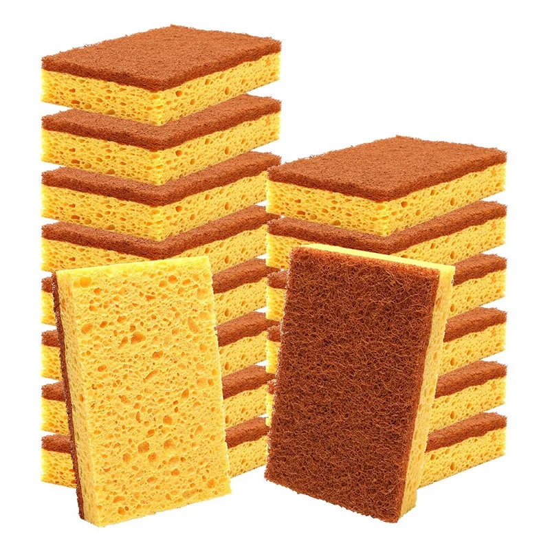 16 Pack Biodegradable And Compostable Sponges Scouring Pad Palm Fiber Eco-Friendly Sponge For Kitchen Dishes Cleaning | Дом и сад