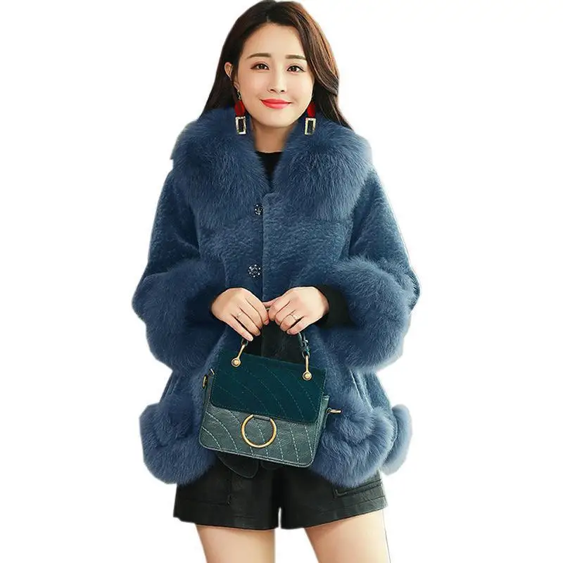 

Sheep Sheared Coat Female 2019 Winter New Granule Fur One-like Fox Fur Collar Fur Coat Female