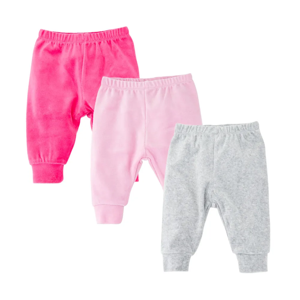 겨울 따뜻한 3pcs   소녀 소년 레깅스 소프트 플란넬  소녀 바지 스트라이프 벨벳  소년 바지 바지 0-12MM