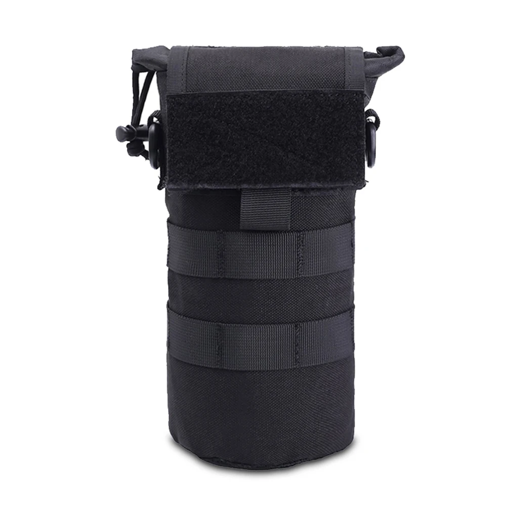 Тактический чехол для бутылки воды Molle, складной держатель для чайника, сумки, переносная сумка для хранения воды, сумка для аксессуаров - Цвет: Black