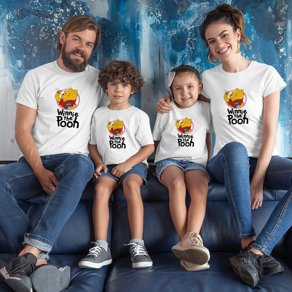 Ropa familiar a juego de Disney, camisetas con estampado de oso, dibujos animados Tumblr, papá, mamá y niños, camiseta de manga corta - Mobile