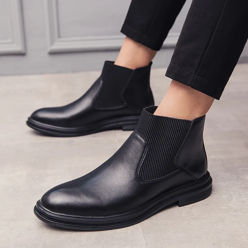 

Chelsea Boots Ozhouzhan Autumn & Winter New Style Fashion Men's Boot Simple Style Short Boots Chelsea Leather Boot