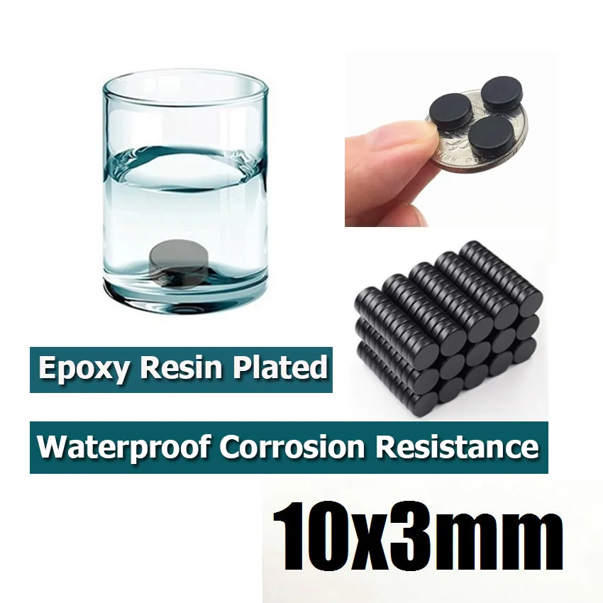

Epoxy Resin Magnet Disc Dia. 10mm x 3mm Waterproof Permanent Neodymium 10x3 Strong Small Round Magnet 10*3 Corrosion Resistance