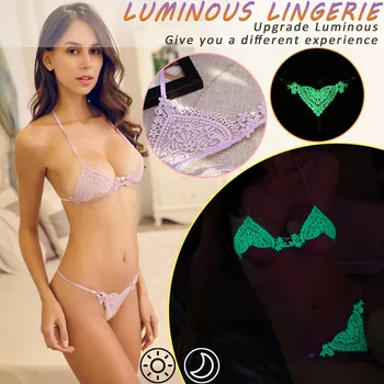 

Women‘s Luminous lingerie Women sexy Passionate underwear set Sexy Lace Underwear Sleepwear G-string Lingerie Thong panties