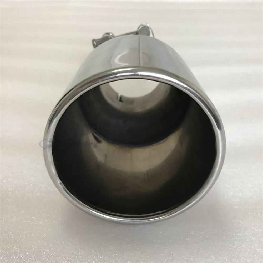 Stainless steel Single The flat edge universal muffler tail throat Car modification Exhaust pipe ajax 2022 2023 h7 androidauto - 5