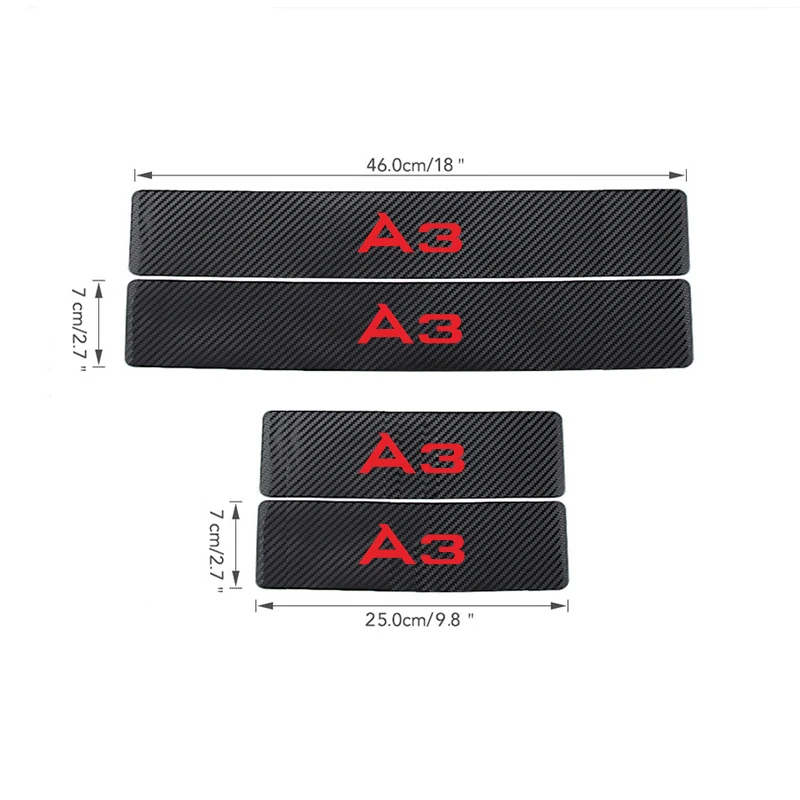 4 шт. наклейки на пороги автомобиля для Audi A4 A3 A6 анти-удар против потертости пластины наклейки на порог двери автомобиля протектор - Название цвета: for A3 RED