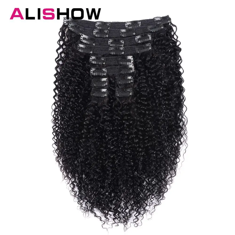 Alishow индийские афро кудрявый кудрявые плетения Волосы Remy Клип В Пряди