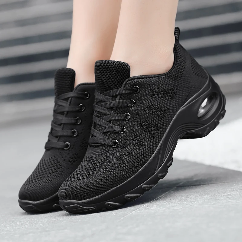 

Female High Wedge Casual Shoes Women Breathable Free Run Ladies Purple Running Shoes Anti-slip Flying Air Cushion Girl Trainers