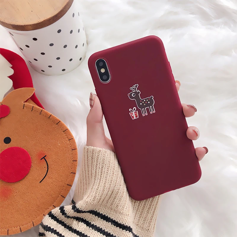 Christmas deer Чехол для телефона с рождественским рисунком модный подарок на год для девочки для iPhone 7 8 6 6s Plus X XR XS Max чехол TPU силиконовый чехол - Цвет: Christmas deer