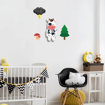 

55 * 50cm cartoon 3D stereo children clock cow wall clock bedroom living room study electronic wall clock