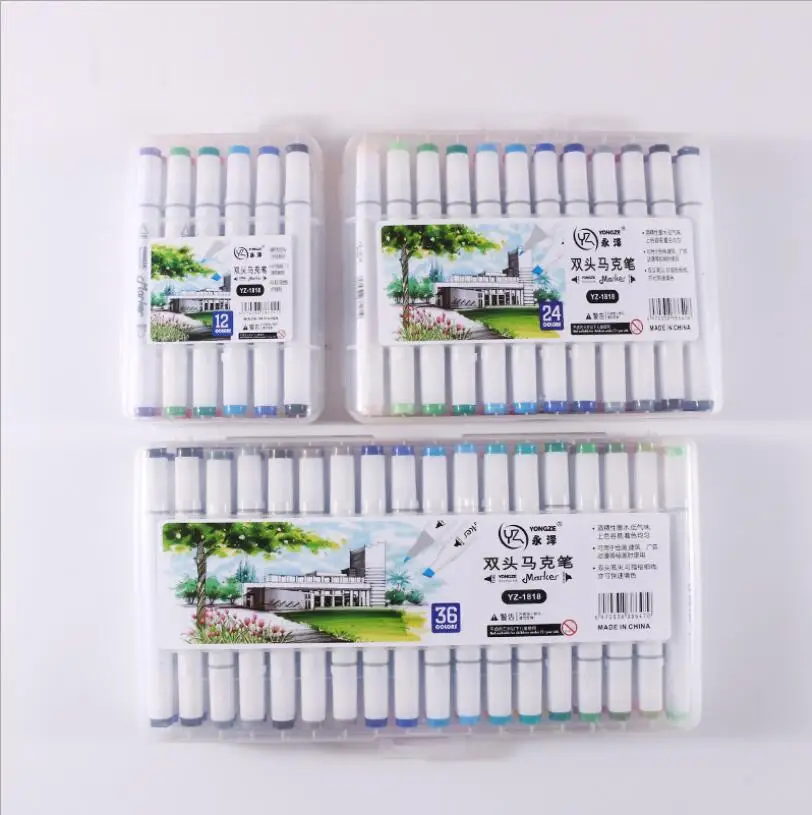 

36 Colors Dual Tip Watercolour Marker Pen Art School Stationery Supplies Coloring Books Graphic Design Lettering Brush Pen