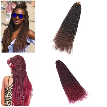 

18" Crochet Braids Hair Extensions Senegalese Twist Hair 12 Roots Synthetic Braiding Hair Extensions for Women Synthetic Braids