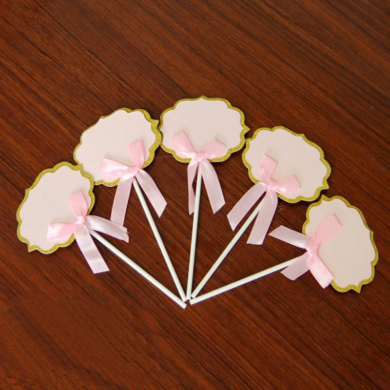 5Pcs Happy Birthday DIY Paper Insert Card Creative Children Birthday Wedding Party Cake Small Flags Card Bow Cake Decorations - Color: Style 8