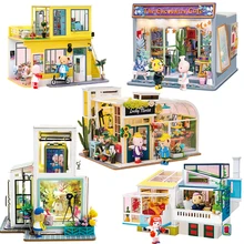 Maison de poupée en bois Miniature, bricolage, avec meubles, Kits de construction de modèles, jouets faits à la main, livraison directe