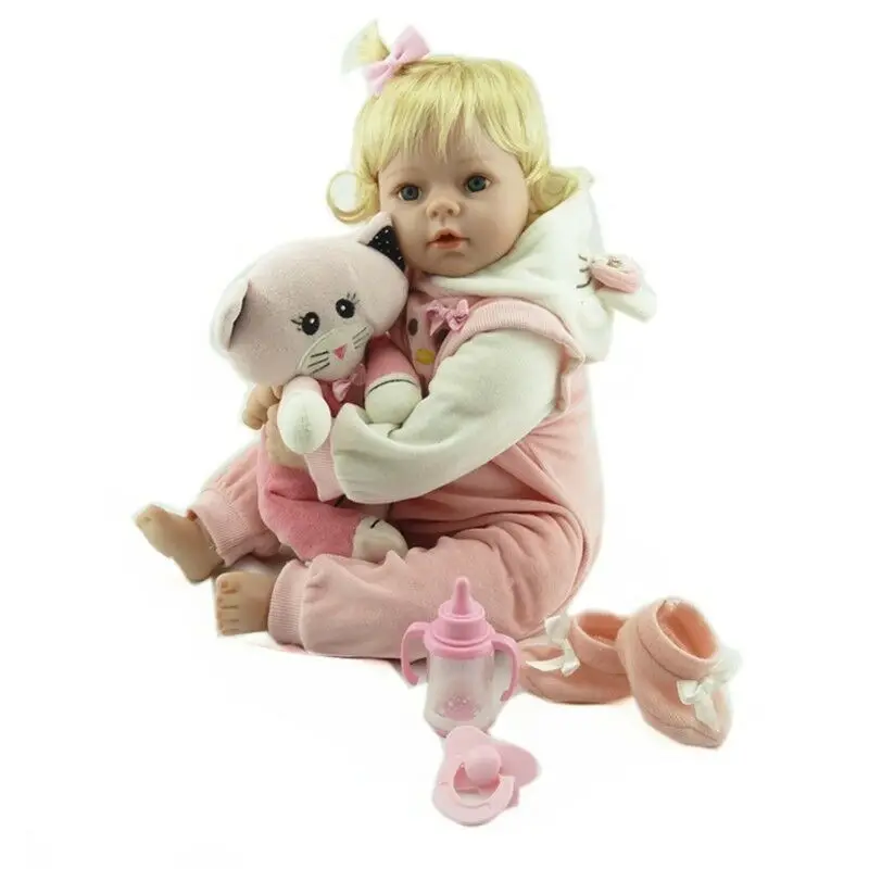 20 ''Реалистичная возрожденная одежда с котенком Bebe, кукла для малышей, мягкий силиконовый подарок для детей, игрушки для девочек