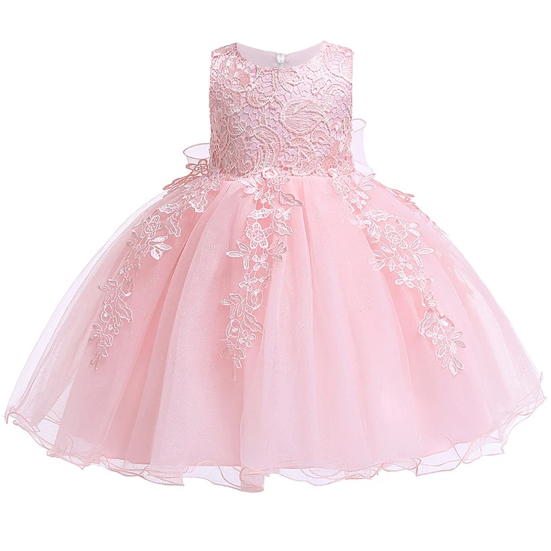 

2019 Christmas Pink 1st Birthdays Dress For Baby Girl Dresses Infantil Lovely Girl Clothes Big Bow Baptism Princess Tutu Dress