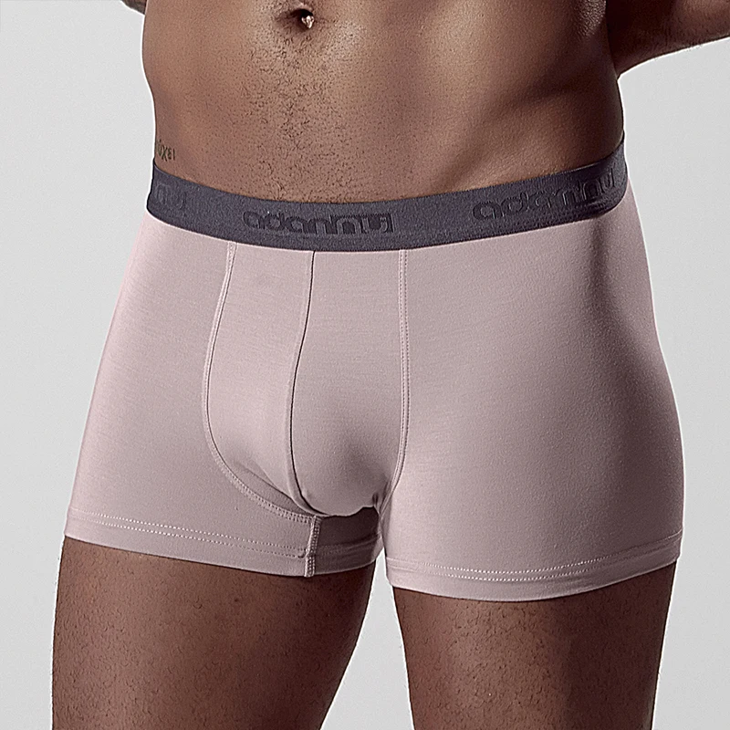 Молочный шелк, сексуальные боксеры, мужское нижнее белье, Cueca, мужские трусы для геев, одноцветные трусы, боксеры, шорты, мужское нижнее белье, Cuecas, мужские трусы AD306 - Цвет: AD306-Pink