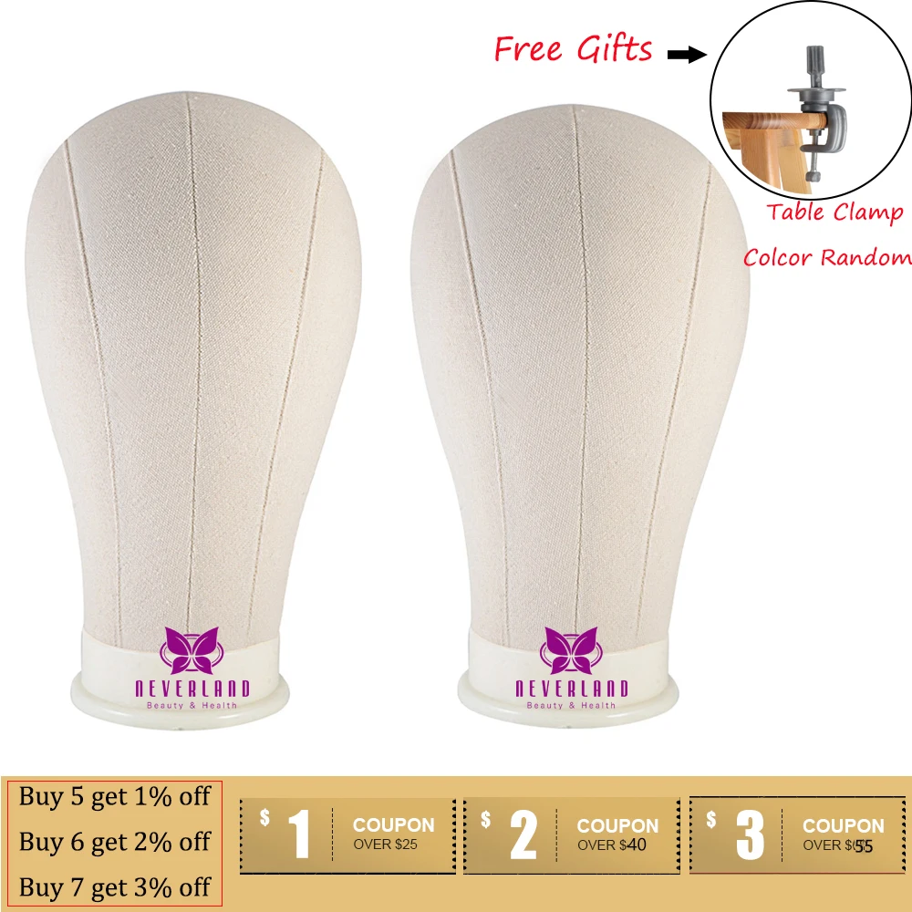 

22''-23'' Training Mannequin Head Canvas Block Head Display Styling Mannequin Manikin Head Wig Stand Free Get Table Clamp