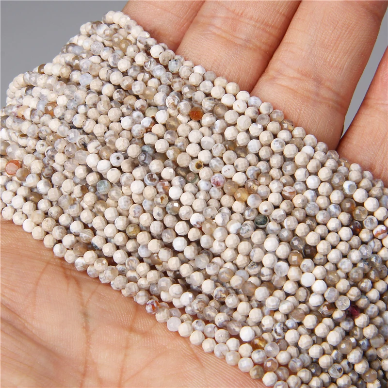 2 3 4 MM Black White Faceted Natural Gem Stone Minerals Beads Loose Small Seed Crustal Quartz Stone Spacer Beads Jewelry Making