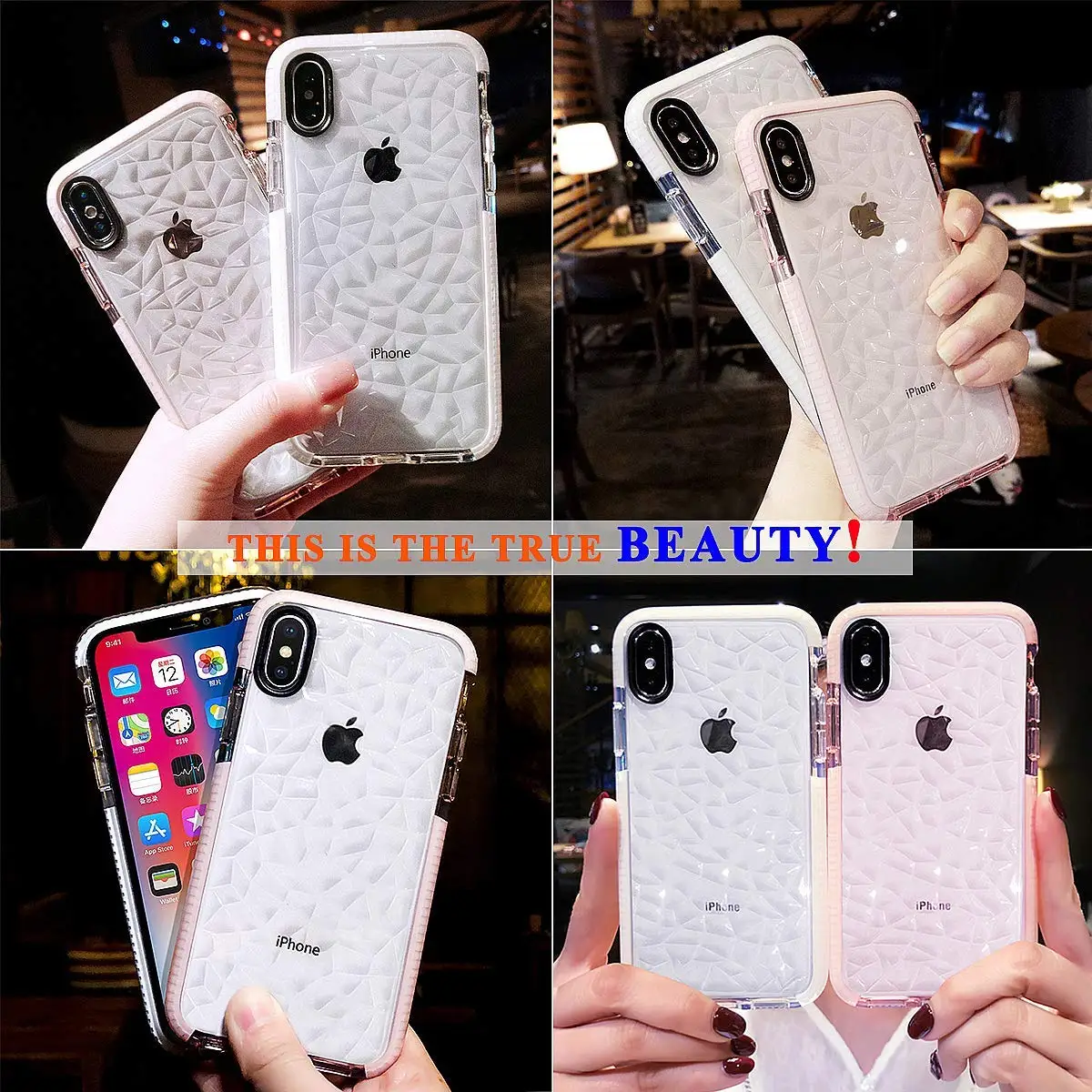 Чехол для iPhone 11 Pro XS Max XR 8 7 Plus, кристально чистый тонкий чехол из мягкого ТПУ с 3D алмазным узором