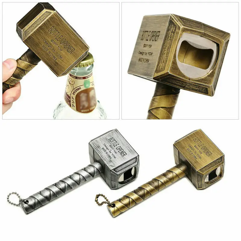New Silver Beer Bottle Openers Multifunction Hammer Of Thor Shaped Beer Bottle Opener With Long Handle Bottler Opener