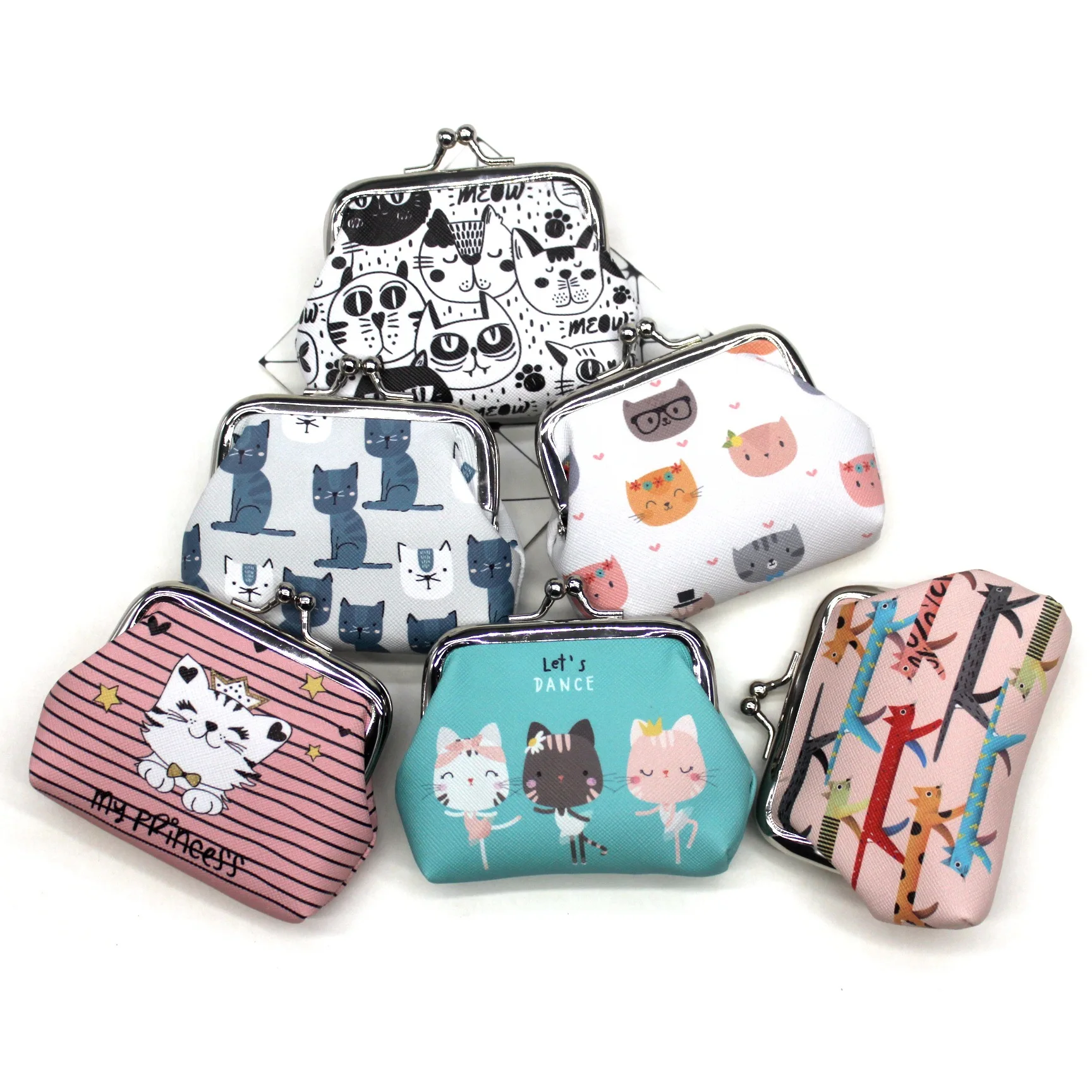 Monedero de gato de dibujos animados para mujer, mini carteras de mujer, bolso de mano, monedero con cerrojo, monedero