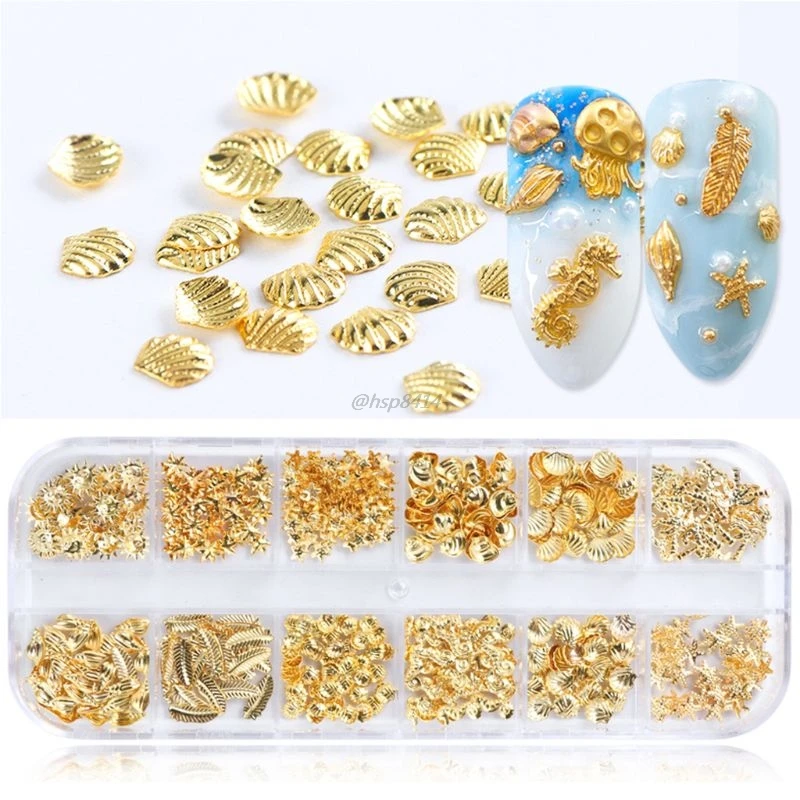 12 Grids/Box Mixed Glitter Metal Nail Art Decoration Starfish Shell Sun Coconut Tree Epoxy Resin Filling Material DIY Accessorie | Украшения