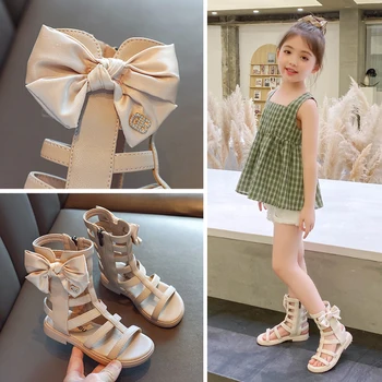 

AAdct 2020 summer princess girls sandals new soft sole fashion little kids Gladiatus sandals for girls children Rome high shoes
