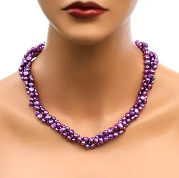 

Unique Pearls jewellery Store Purple Color Baroque Genuine Freshwater Pearl Necklace Charming Women Gift Fine Jewelry
