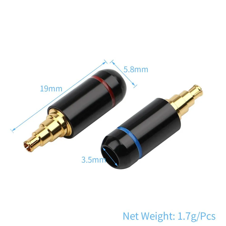 2 Pairs DIY Earphone Plug Pin Fit For IE40 Pro Socket Jack HiFi Headphone Adapter Wire Connector Beryllium copper Black Silver
