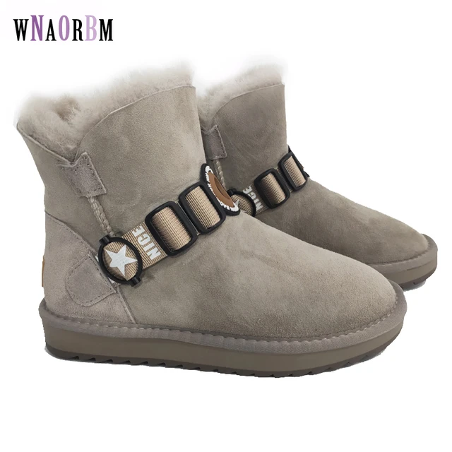 $US $77.48 2021 Fashion Top Quality Woman Snow Boots Genuine Sheepskin Leather Women Boots 100% Natural Fur Warm Wool Winter Boots Shoes
