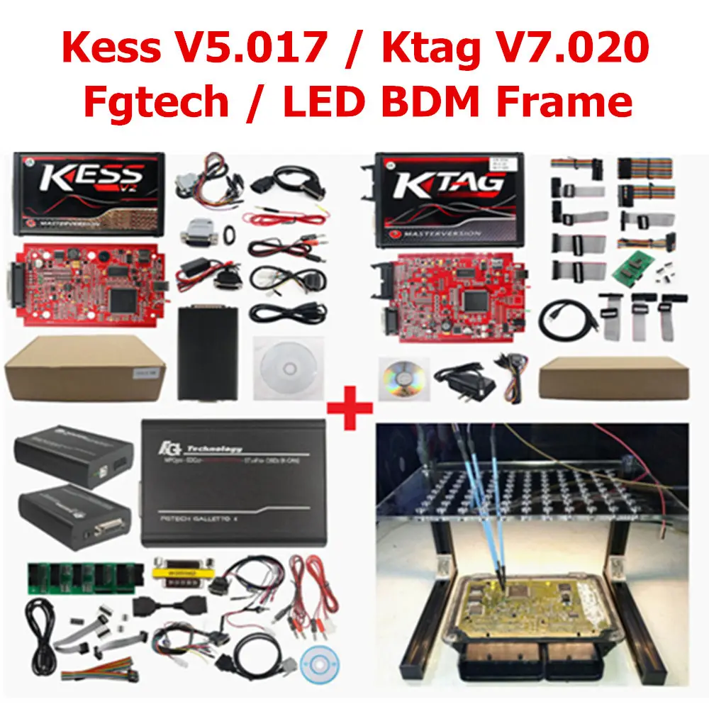 Онлайн V2.53 ЕС красный KESS V2 V5.017 OBD2 менеджер Тюнинг Комплект KTAG V7.020 4 светодиодный онлайн мастер-версия K-TAG V2.25 OBD2 программист - Цвет: Kess Ktag Fgtech Led