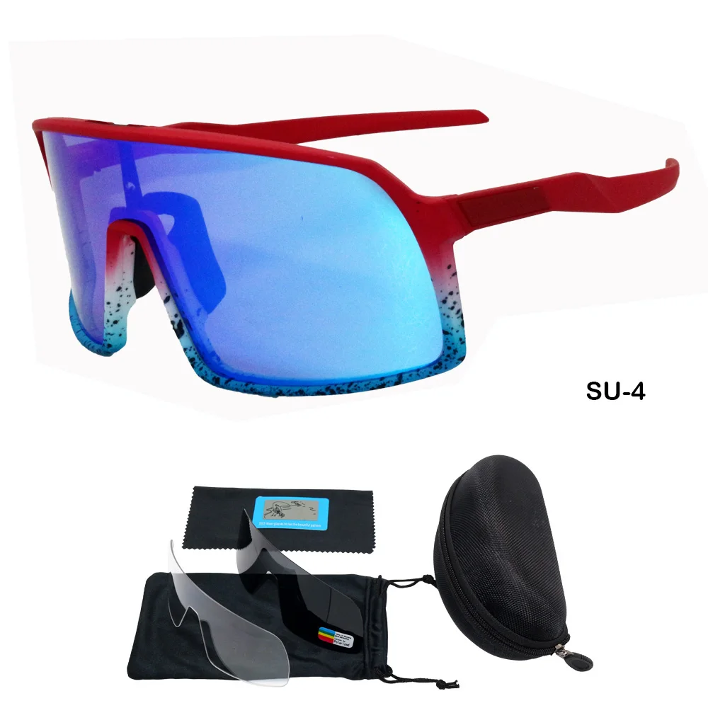 Брендовые дизайнерские поляризованные велосипедные очки с 3 линзами, новинка, мужские и женские спортивные велосипедные очки, уличные очки - Цвет: SU4