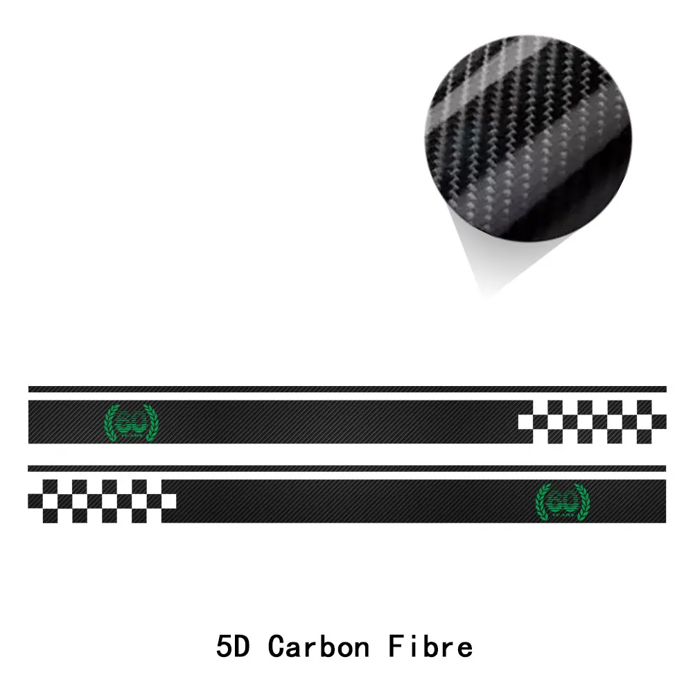5D carbon vinyl 2 шт. Автомобильная дверь боковые полосы стикер 60th юбилей Стайлинг наклейка для тела для MINI Cooper S F54 F55 F56 F57 F60 Countryman, Clubman - Название цвета: 5D carbon vinyl