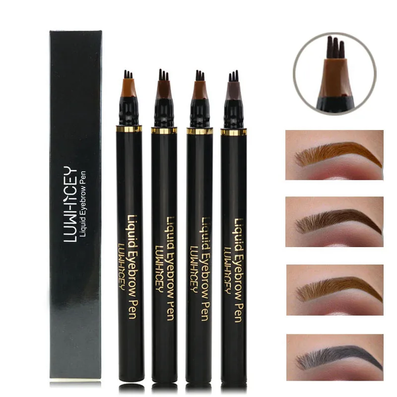 Microblading Eyebrow Pen Waterproof Natural Fork Tip Eyebrow Tattoo Pencil Makeup 4 Color Eyebrow Liquid Eye Brow Tint