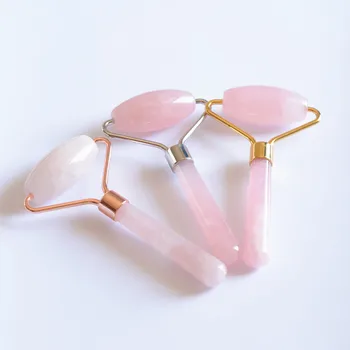 

Rose Crystal Quartz Massage Roller Gouache Scraper for Facical Massage Slimming Natural Jade Guasha Scraper Face Massage Roller