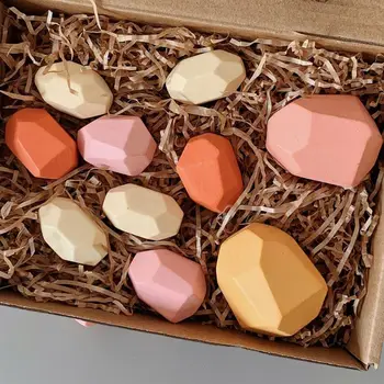 

Children Wooden Colored Stone Building Block Stacking Game Educational Learning Montessori Toy R7RB