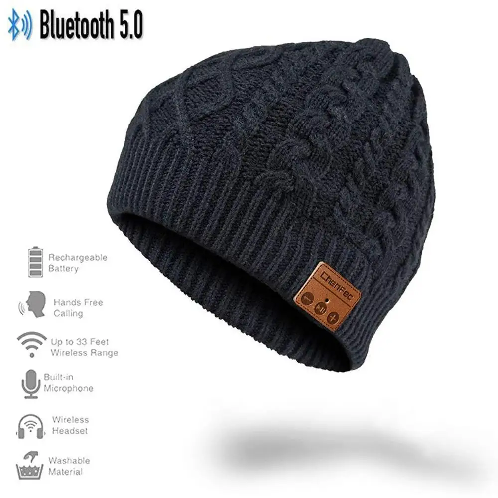 black-flower Беспроводная Bluetooth 5,0 музыкальная умная шляпа со стереогарнитурой, наушники, динамик, микрофон для спорта на открытом воздухе, лучший рождественский подарок - Цвет: black-flower