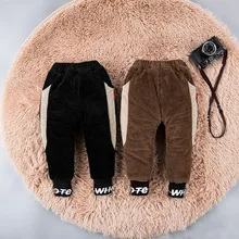 Зимние комплекты для мальчиков хлопковые брюки от 0 до 3 лет, 4, из вельвета, для мальчика, натуральный хлопок, вельветовые штаны для мальчиков Комплект из трех Слои плотный стёганый легко расстегивающейся ширинкой на гусеничном ходу