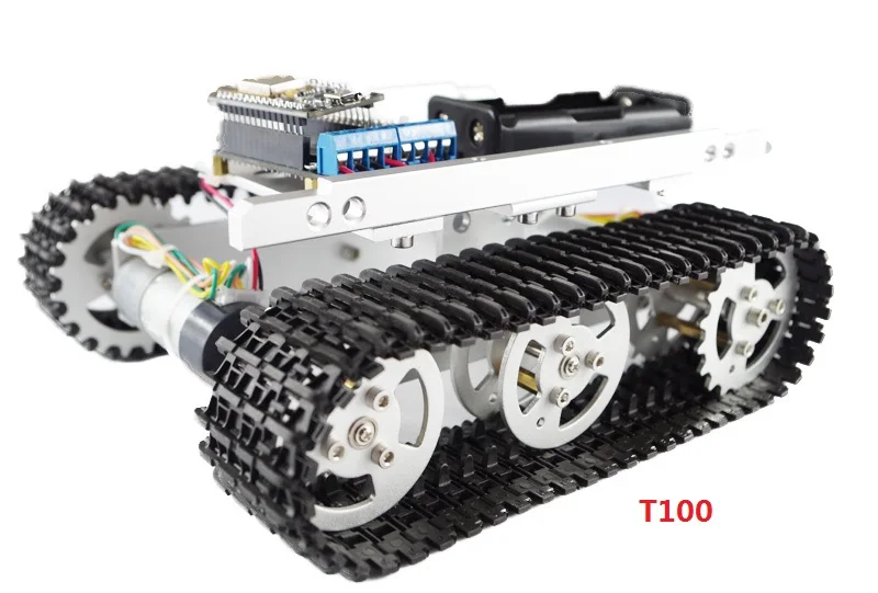SZDOIT Wi-Fi управление T100 металлический бак шасси+ ESP8266 макетная плата комплект умный гусеничный RC робот мотор кодер DIY для Arduino - Color: Silver a set