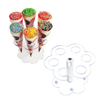 

6 Holes Acrylic Ice Cream Stand Cone Holder Birthday Wedding Table Decor Children Party Favors Supplies Christmas Decorations