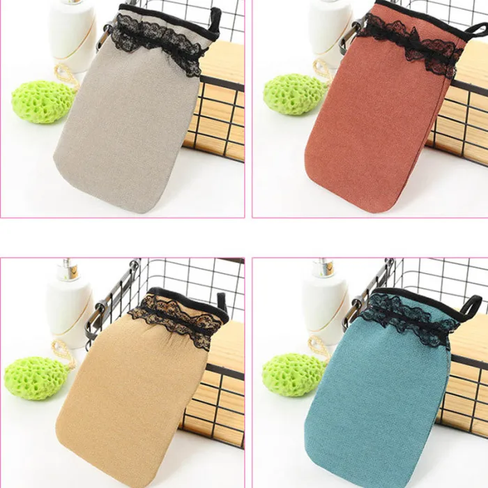2Pcs Shower Bath Gloves Exfoliating Wash Skin Spa Massage Body Shower Scrubber Glove OR88