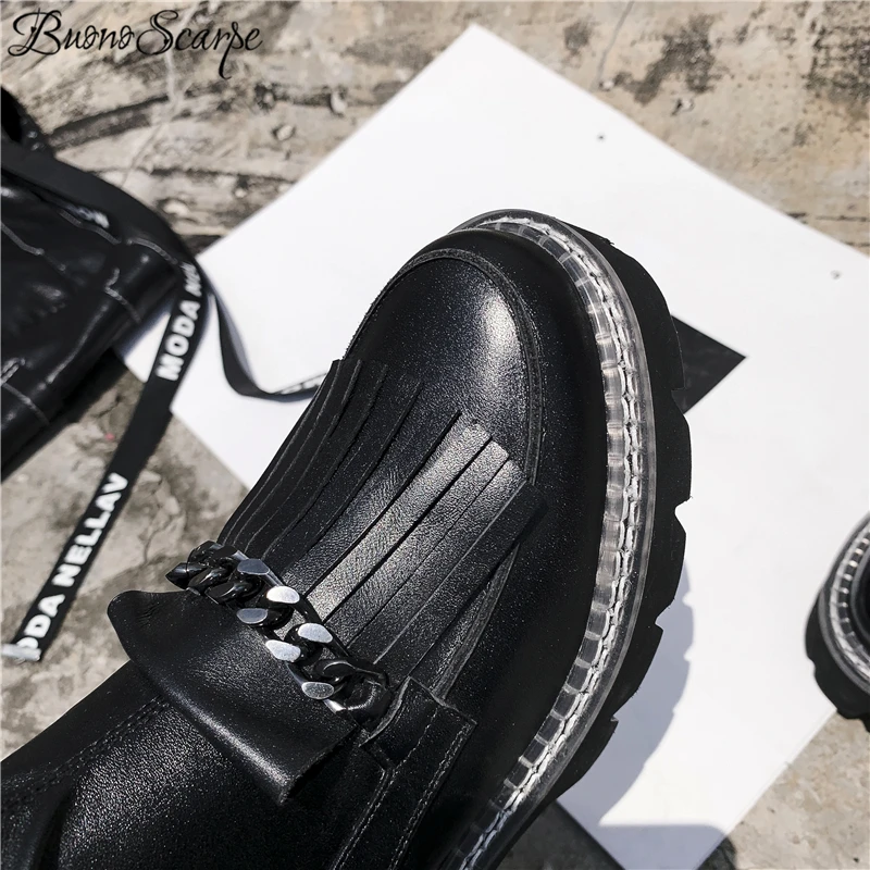 Buono Scarpe/женские ботильоны с металлическими цепочками; полуботинки с эластичными кисточками; черная обувь на платформе в стиле панк; Mujer; женские носки;